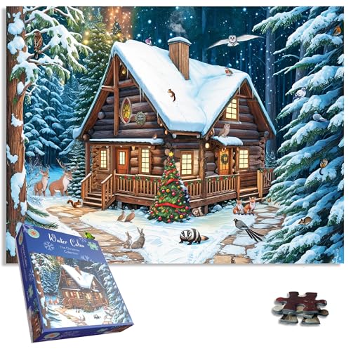1000 Teile Puzzle für Erwachsene Weihnachten Winterhütte Ideales Geschenk für Kinder Familienspaß während des Festivals von All Jigsaw Puzzles