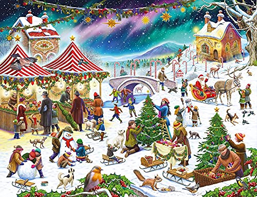 500 Teile Weihnachtspuzzle - Weihnachtsdorfmärke von Rudolf Farkas, Xmas Puzzles für Erwachsene, Winter Puzzle, Festliche Puzzles für Erwachsene von All Jigsaw Puzzles