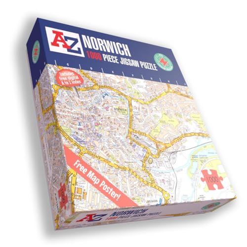 A to Z Map of Norwich Puzzle für Erwachsene – 1000 Teile Puzzle Geschenk – Karte Puzzles, Karte Geschenk von All Jigsaw Puzzles