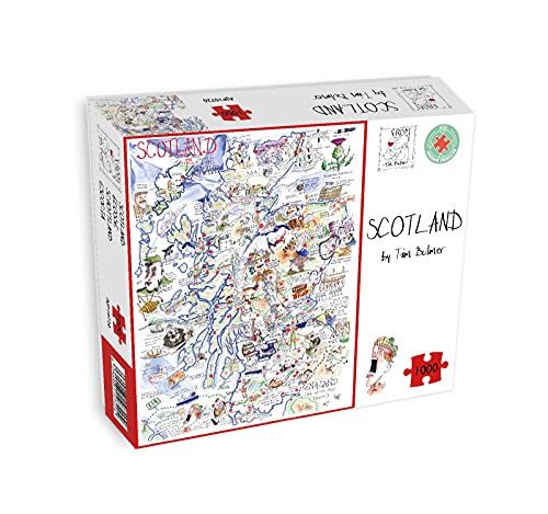 Komische Karte von Schottland, Kunstwerk von Tim Bulmer – 1000-teiliges Puzzle für Erwachsene, großes Puzzle mit Einer Größe von 66 cm x 50 cm. Anspruchsvoll zu bewältigen, Aber lustig und humorvoll von All Jigsaw Puzzles