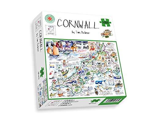 Komische Karte von Cornwall, Kunstwerk von Tim Bulmer – 1000-teiliges Puzzle für Erwachsene, großes Puzzle mit Einer Größe von 66 cm x 50 cm. Anspruchsvoll zu bewältigen, Aber lustig und humorvoll von All Jigsaw Puzzles