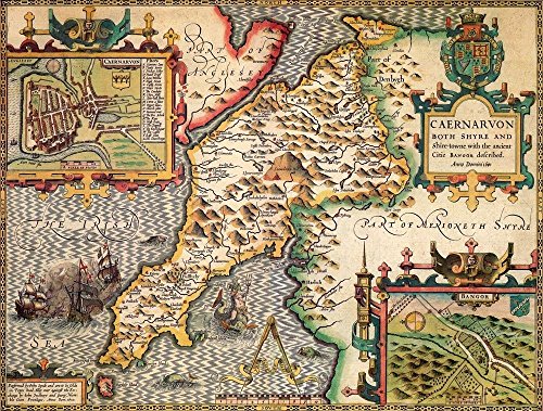 Caernarfonshire Historical Map 1000 Piece Jigsaw Puzzle (1610). Free print! von All Jigsaw Puzzles