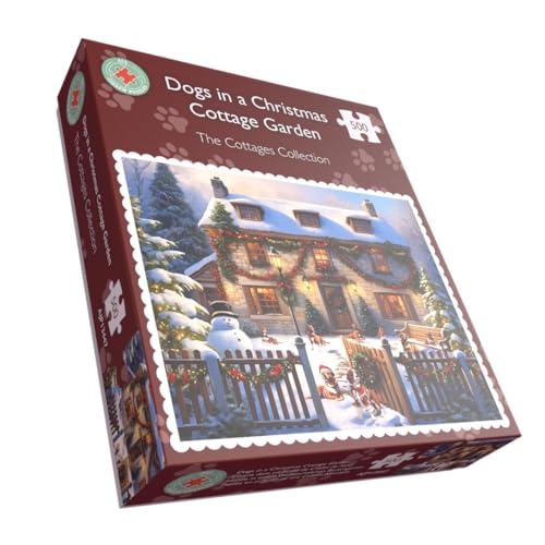 Dogs in a Christmas Cottage Garden 500 Teile Puzzle von All Jigsaw Puzzles