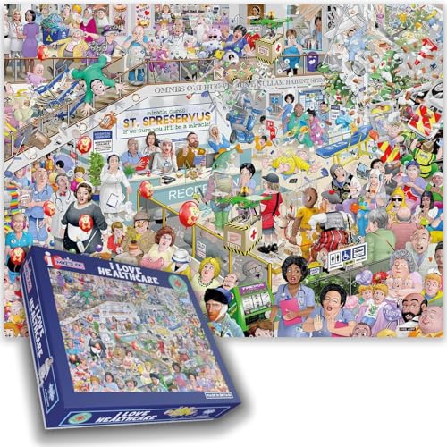 I Love Healthcare – Ein unglaublich chaotisches 1000-teiliges Puzzle von Mike Jupp für Erwachsene, Größe 50 x 66 cm von All Jigsaw Puzzles