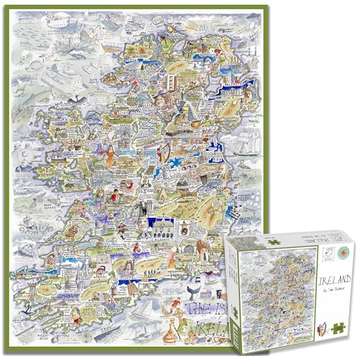 1000-teiliges Puzzle - Komische Landkarte Irlands von Tim Bulmer - Komische 1000-teilige Puzzles für Erwachsene Bunte Puzzle 66cm x 50cm Lustige Puzzle, Irisches Geschenk, St. Patrick von All Jigsaw Puzzles