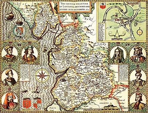 Map Marketing LANC1 Lancashire 1610 Historische Karte, 1000 Teile Puzzle von All Jigsaw Puzzles