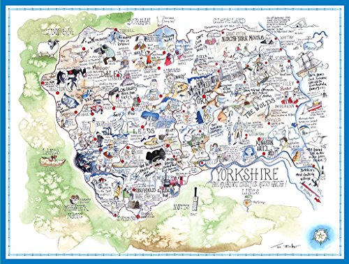 Komische Karte von Yorkshire, Kunstwerk von Tim Bulmer – 1000-teiliges Puzzle für Erwachsene, großes Puzzle 66 cm x 50 cm groß. Anspruchsvoll zu bewältigen, Aber lustig und humorvoll von All Jigsaw Puzzles