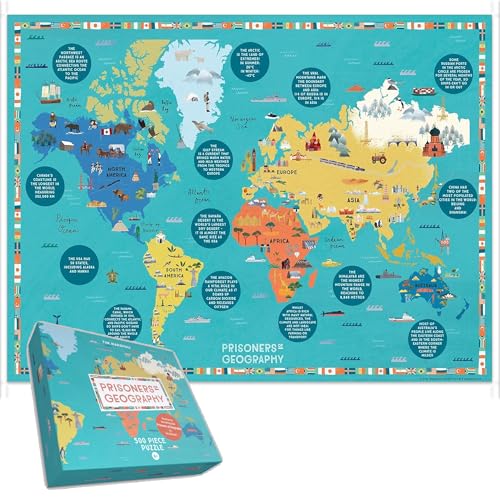 Puzzle mit 500 Teilen, Gefangene der Geographie, lustiges und lehrreiches Weltkarten-Puzzle für Kinder und Erwachsene, Erkunden Sie globale Geographie, Sehenswürdigkeiten und Kultur, ab 8 Jahren Puzzle mit 500 Teilen, Gefangene der Geographie, lustiges und lehrreiches Weltkarten-Puzzle für Kinder und Erwachsene, Erkunden Sie globale Geographie, Sehenswürdigkeiten und Kultur, ab 8 Jahren von All Jigsaw Puzzles