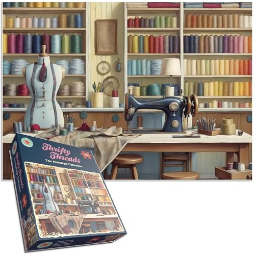 Thrifty Threads Puzzle mit 1000 Teilen – lebendiges Nähdesign für stundenlange Entspannung, Kreativität und nostalgischen Spaß Thrifty Threads Puzzle mit 1000 Teilen – lebendiges Nähdesign für stundenlange Entspannung, Kreativität und nostalgischen Spaß von All Jigsaw Puzzles