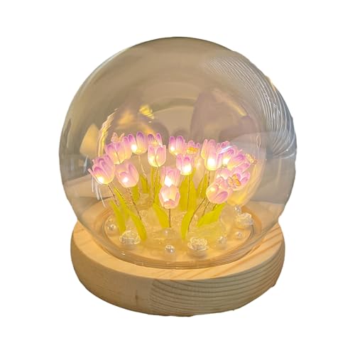 Allayu Simulation Schlafzimmer Schlafen Tischlampe Entspannung Geschenk Mini Tulpen Blumenlicht DIY Tulpen Nachtlicht Pflegeleicht von Allayu