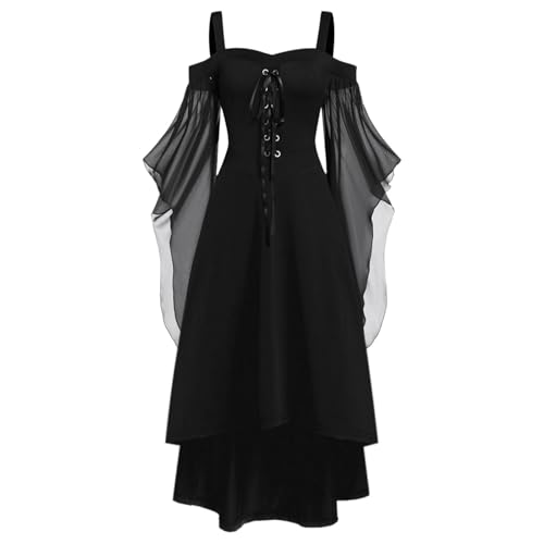 Allbestop Halloween Kostüm Damen Hexe Renaissance-Kleid Halloween Kostum Frau Gothic Kleid Schwarz Mittelalter Kleid Damen Vintage Maxikleid Renaissance Kurzarm Rockabilly Allbestop Halloween Kostüm Damen Hexe Renaissance-Kleid Halloween Kostum Frau Gothic Kleid Schwarz Mittelalter Kleid Damen Vintage Maxikleid Renaissance Kurzarm Rockabilly von Allbestop