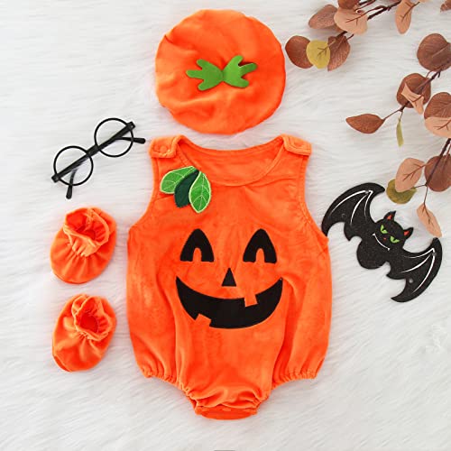 Allbestop Halloween-Kostüm Kinder, Baby Halloween Kostüm Cosplay Halloween Kürbiskostüm Faschingskostüme Mädchen Romper Outifts Kinder Mädchen Baby Junge Strampler Set von Allbestop