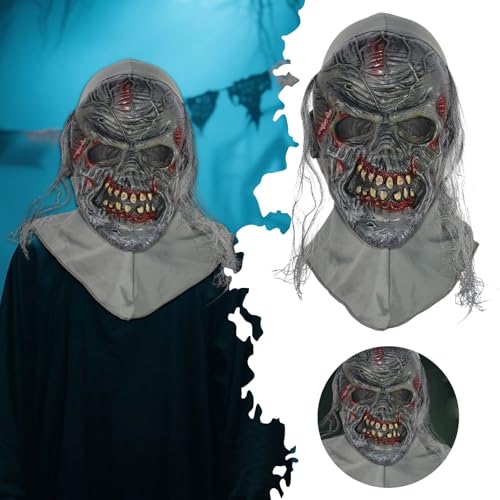 Allbestop Halloween Maske Grusel, Horror Masken Gruselige Halloween Maske Halloween-Schädelmaske Horror Cosplay Costume Helloween Kostüme Für Männer Horrormaske Für Kostüme, Und Karneval, Totenkopf von Allbestop