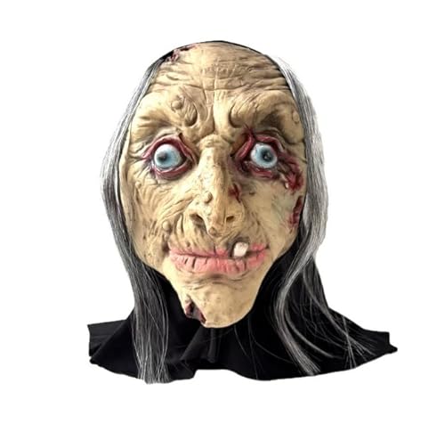 Allbestop Halloween Maske Horror Ab 18 Gruselige Halloween Smokey Oma Realistische Maske Masken Horror Gruselige Horrormaske Für Kostüme Und Karneval Totenkopf Dressing Requisiten Mask Für Karneval von Allbestop