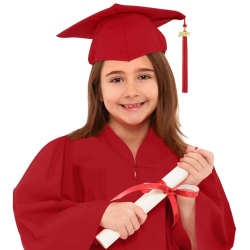 Allbestop Kinder Abschlussfeier Anzug Abschluss Talar Doktorhut Und Quaste Graduation Hat Abschluss Robe Hut Deko Doktorhut 2025 Hut Cosplay Halloween Karneval Party von Allbestop