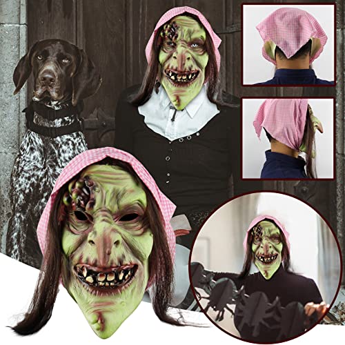 Allbestop Maske Halloween Gruselig Alte Frau Oma Karneval Masken Halloween Masken Horror Gruselige Maske Cosplay Kostüm Dekorationen Rollenspiel Party Requisiten Mask Terror Kopfbedeckung von Allbestop
