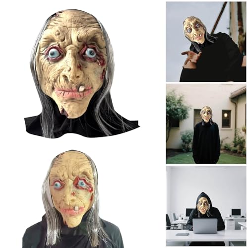 Allbestop Maske Halloween Gruselig Gruselige Halloween Smokey Oma Realistische Maske Masken Ab 18 Für Frisuren Cosplay Kostüm Zubehör Maskerade Karneval Kostüm Requisiten Horror Masks Für Karneval von Allbestop