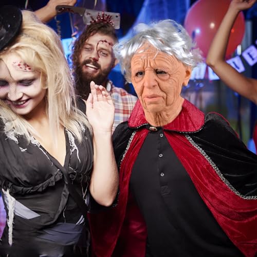 Allbestop Maske Halloween Horror Alte Frau Oma Karneval Masken Halloween Masken Ab 18 Cosplay Kostüm Dekorationen Rollenspiel Party Requisiten Horror Mask Für Mottparty Und Karneval von Allbestop