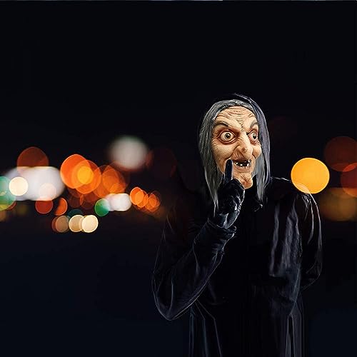 Allbestop Maske Halloween Horror Gruselige Alte Frau Hexe Maske Mit Lange Haaren Halloween Masken Ab 18 Party Kostüm Blutiges Horror Kostüm Requisiten Mask Für Karneval Mottoparty Cosplay von Allbestop