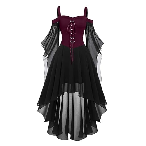 Allbestop Mittelalter Kleidung Damen Kleid Mittelalter Kostüme Damen Maid Dress Gothic Dress Women Kleidung Für Halloween Karneval Gothikkleider Gothic Retro Kleid Karneval Halloween von Allbestop