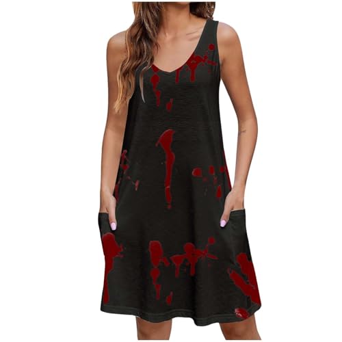 Allbestop Zombie Braut Kostüm Set Damen Gruselig Blutige Zombie Braut Horror Halloween Kostüm Damen Skelett Halloween Blutiges Kleid Halloween-Kleider Partykleider Horror Costumes von Allbestop
