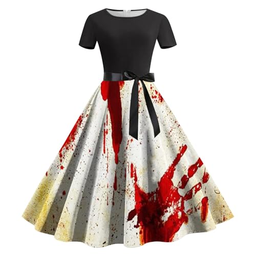 Allbestop Zombie Braut Kostüm Set Damen Gruselig Blutige Zombie Braut Kostüm Halloween Damen Größe 54 Latzkleid Outfit Kleider Halloween Partykleider Horror Costumes von Allbestop