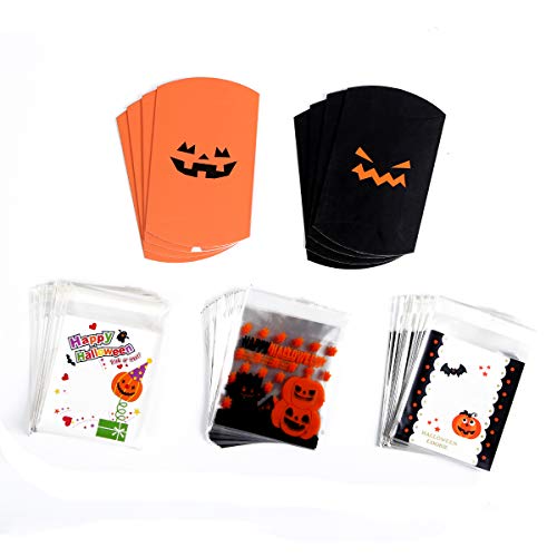 Allein 310 Halloween Süßigkeiten Verpackungen, 300 Tüten Halloween, Selbstklebend Tüten und Süßigkeiten Tüten Halloween, 10 Halloween Pralinenschachtel von Allein