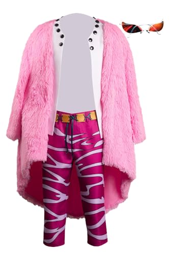 Alleyon Doflamingo Cosplay Sonnenbrille Doffy Kostüm Donquixote Doflamingo Anime Outfit L von Alleyon