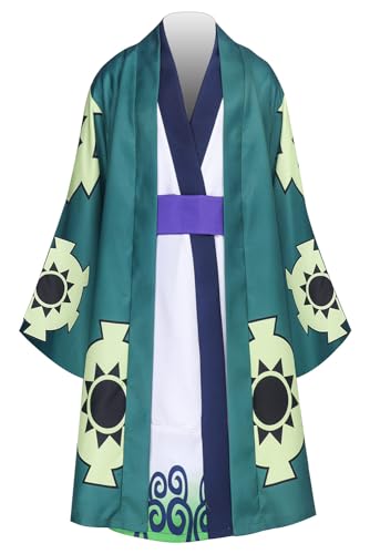 Alleyon Kinder Roronoa Zoro Cosplay Kimono Wano Outfit Anime Full Set von Alleyon
