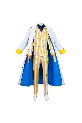 Alleyon Kizaru Cosplay Outfit Marine Vice Admiral Anzug Anime Kostüm Uniform 3XL von Alleyon