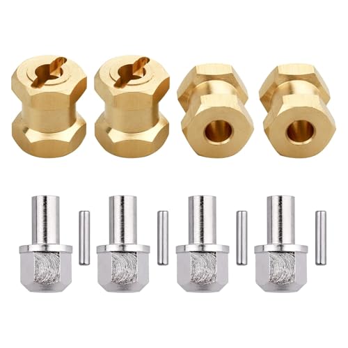 AllinRC 12 mm Sechskant-Verlängerungsadapter, Messing-Rad-Sechskant-Naben-Abstandshalter für 1/10 RC Crawler Axial SCX10 90046 D90 Redcat Gen 8 V2 Gen7 Pro, 4 Stück (15 mm) von AllinRC