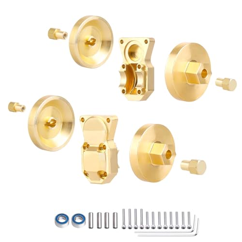 AllinRC Messing-Radgewichte vorne hinten Differentialabdeckungen und Kugellager kompatibel mit Axial SCX24 1/24 RC Crawler Car Upgrades (Gold) von AllinRC