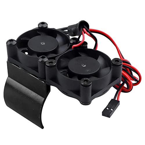 AllinRC Thermosensor Aluminium RC Motor Kühlkörper mit zwei Turbo Hochgeschwindigkeitsventilatoren Sets für 540 550 Motoren Traxxas Redcat HSP HPI Wltoys Himoto Tamiya (schwarz) von AllinRC