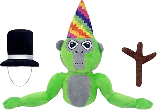 AlloFuu AFFE Teddy Plüsch, Go-rillas Plüsche, niedliche Fülltier, Go-rillas Plüsche mit 2 Hüten, 1 Zweig Skepter, Go-rillaTags Plüsche Spielzeug für Jungen Mädchen Fans (Grün) von AlloFuu