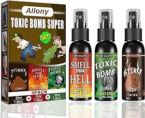 Allony 3 PCS Fart Spray, Furz Spray, Furzspray Extrem Stinkend, Prank Sachen Stinkspray Urkomisches Werkzeug für Kinder und Erwachsene, Extrem Langanhaltender Schlechter Geruch von Allony