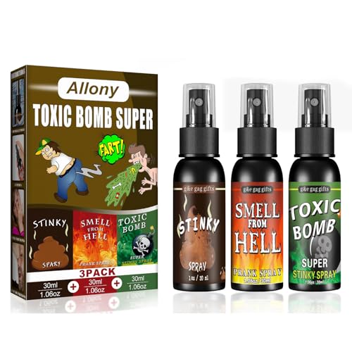 Allony 3 PCS Fart Spray, Furz Spray, Furzspray Extrem Stinkend, Prank Sachen Stinkspray Urkomisches Werkzeug für Kinder und Erwachsene, Extrem Langanhaltender Schlechter Geruch von Allony