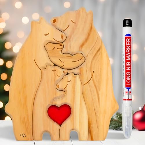 Allony Bärenfamilie Aus Holz Mit Namen, Bärenfamilie Puzzle, Personalisierte Geschenke Familie-5 Bären Holzpuzzle mit DIY Holzstift Allony Bärenfamilie Aus Holz Mit Namen, Bärenfamilie Puzzle, Personalisierte Geschenke Familie-5 Bären Holzpuzzle mit DIY Holzstift von Allony