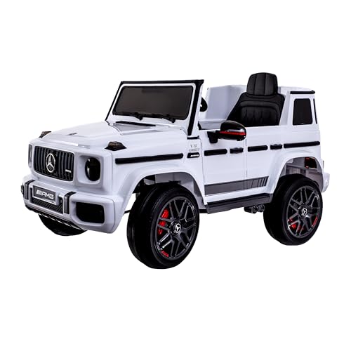 Allpax Mercedes G63 AMG Elektro Kinderauto für Kinder mit Fernbedienung - 3-6 Jahre bis 30 kg - Premium Soundsystem mit Motorsound, Hupe, USB – Lizenziertes Elektroauto für Kinder Weiss 3-6 km/h Allpax Mercedes G63 AMG Elektro Kinderauto für Kinder mit Fernbedienung - 3-6 Jahre bis 30 kg - Premium Soundsystem mit Motorsound, Hupe, USB – Lizenziertes Elektroauto für Kinder Weiss 3-6 km/h von Allpax