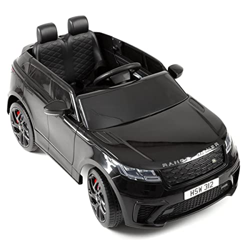 Range Rover Velar Elektro Kinderauto für Kinder mit Fernbedienung, 3-5 Jahre bis 30 kg, Premium Soundsystem mit Motorsound, Hupe, USB – Lizenziertes Elektroauto für Kinder schwarz 3-6 km/h von Allpax