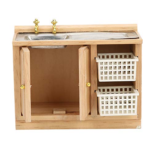 Miniatur-Puppenhaus-Küchenmöbel, Dekor, 11 X 10 X 6 Cm, Puppenhaus, Miniaturmöbel Im Maßstab 1:12, Modellküche, Geschirrspültisch mit Körben von Allsmart