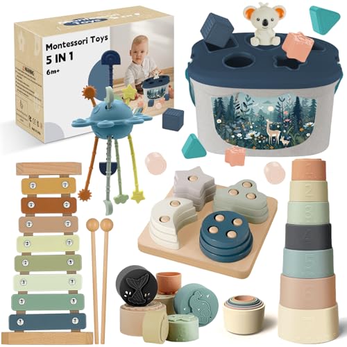 Almaxi Baby Spielzeug,5 in 1 Montessori Spielzeug von Almaxi