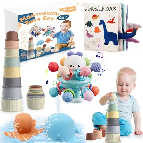 Almaxi Baby Spielzeug, 4 in 1 Montessori Spielzeug Baby, Stapelturm, Badespielzeug, Beißring, Babybuch, Babyspielzeug ab 6 Monate, Weihnachts Geschenk für Baby ab 6 9 12 Monate 1 2 3 Jahr Almaxi Baby Spielzeug, 4 in 1 Montessori Spielzeug Baby, Stapelturm, Badespielzeug, Beißring, Babybuch, Babyspielzeug ab 6 Monate, Weihnachts Geschenk für Baby ab 6 9 12 Monate 1 2 3 Jahr von Almaxi