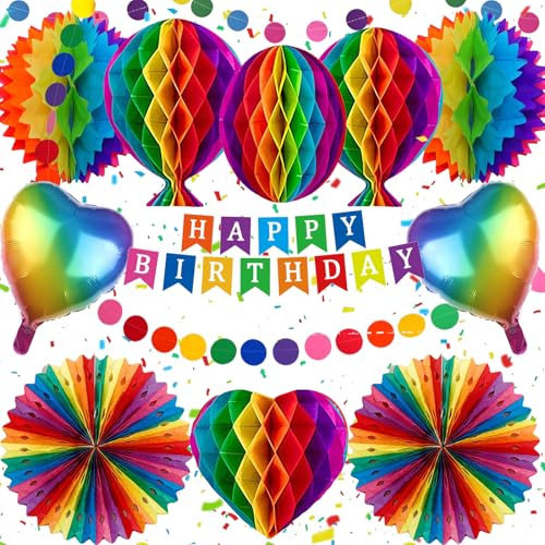 Geburtstag Deko, Happy Birthday Banner, Wiederverwendbare Geburtstagsdeko Set, Regenbogen Geburtstagsdeko, Party Dekorationen Happy Birthday Dekorationen für Männer, Jungen, Frauen und Mädchen Geburtstag Deko, Happy Birthday Banner, Wiederverwendbare Geburtstagsdeko Set, Regenbogen Geburtstagsdeko, Party Dekorationen Happy Birthday Dekorationen für Männer, Jungen, Frauen und Mädchen von Almaxi