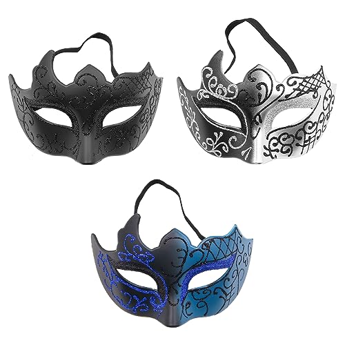 Alnicov 3 Stück venezianische Masken, Maskerade-Maske, Cosplay, Kostüm, Maskenball-Maske mit Gummiband für Damen und Herren von Alnicov