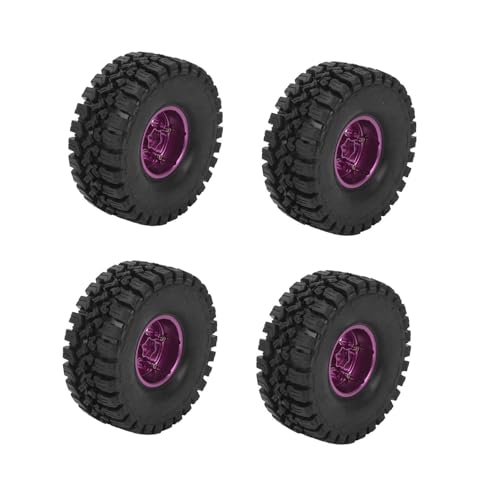 1,9 Zoll RC Crawler Reifen Gummireifen mit Aluminiumlegierungsfelge für SCX10 1/10 Crawler Autos (Purple) von Alomejor
