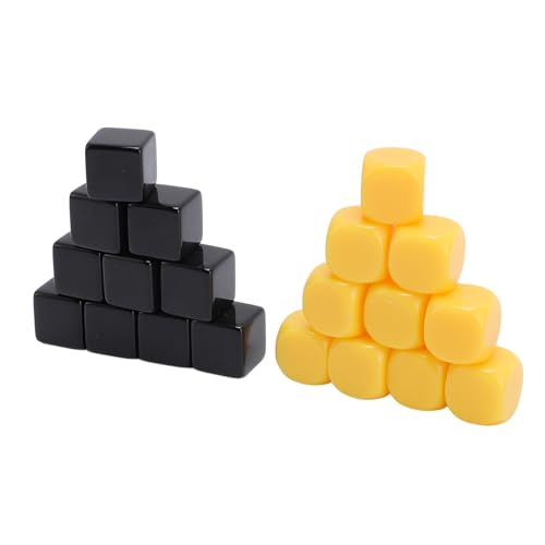 10 Schwarze und 10 Gelbe Würfel mit Aufbewahrungsbeutel DIY Impact Proof Plastikwürfel Set für Brettspiele Mathe Games von Alomejor