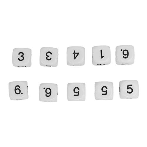 Alomejor 16 Mm Zahlenwürfel, Polyedrisches Polyeder-Würfel-Set, 20 Stück, Kunststoff, Runde Ecken, Klare Zahlen (Weiss) von Alomejor