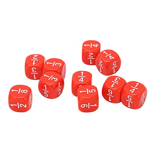 20-teiliges Fraktionswürfel-Klassenset aus 6-seitigem, Facettiertem Kunststoff für Brettspiele und Zahlenunterricht (Rot) von Alomejor