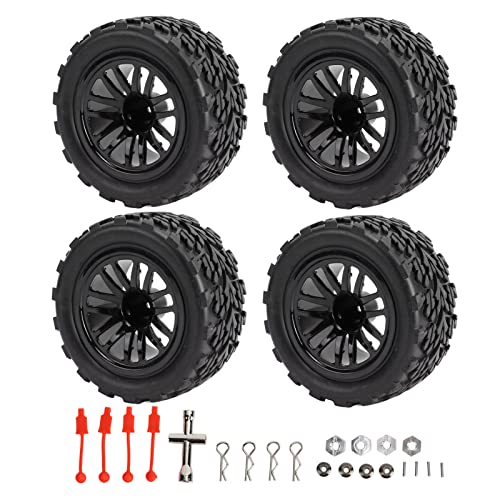 4 STÜCKE RC Reifen, 12 Mm Hex Offroad Short Course Truck Reifen 1/10 für TRAXXAS Slash Schwarz von Alomejor