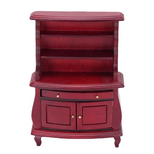 Alomejor 1:12 Miniatur -Bücherregal, Wohnkulturausstellung Requisite Bücherregal Doll House Accessoires (Rot) von Alomejor